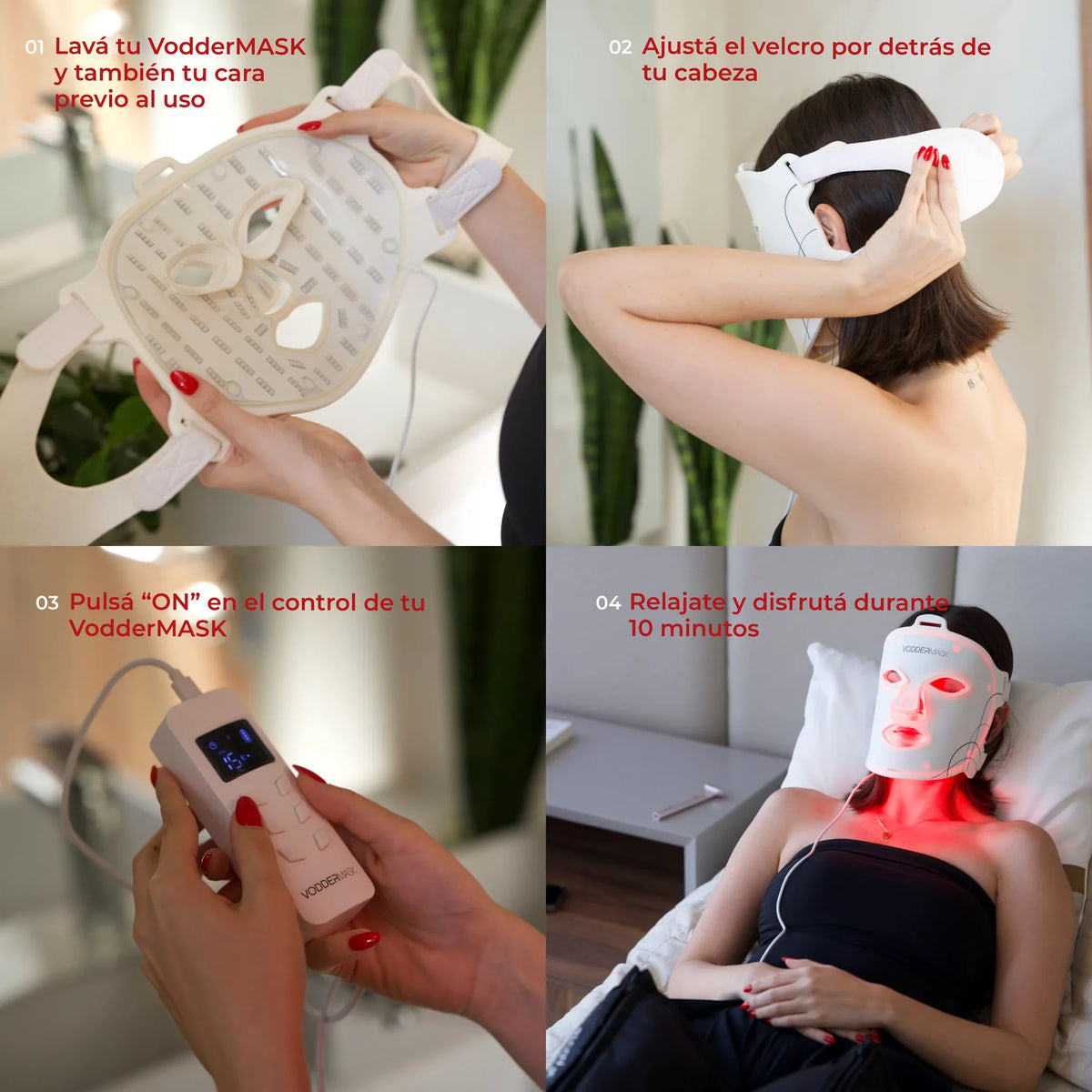 Cómo se usa la VODDERMASK en 4 pasos